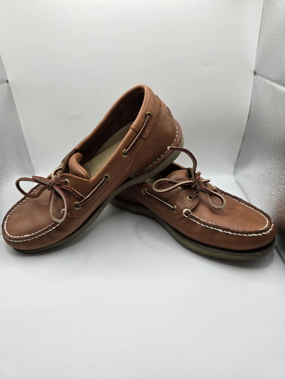 Rockport Men's Brown Leather Lace Up Boat/Deck Shoes. Size 8.5